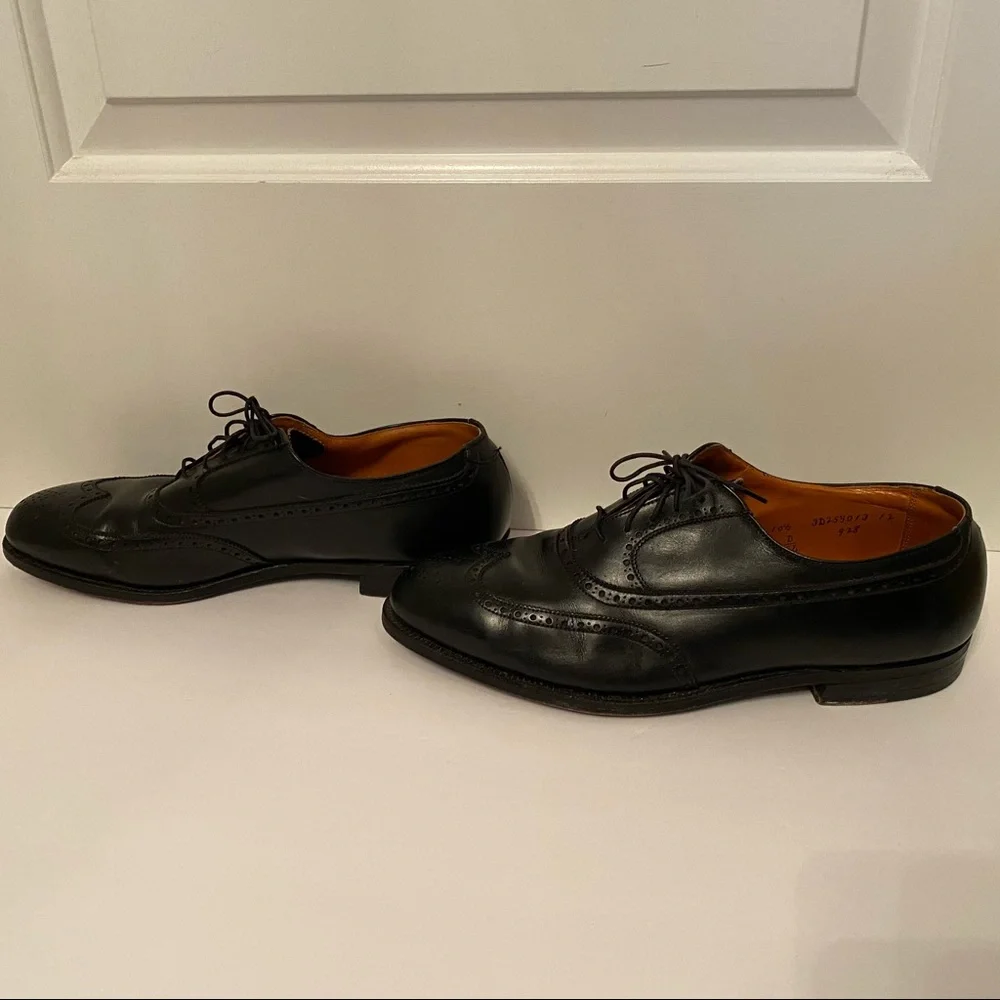 ALDEN MENS SHOES OXFORD LACE UP BLACK LEATHER SIZE 10.5 2E WIDE USA With Duster